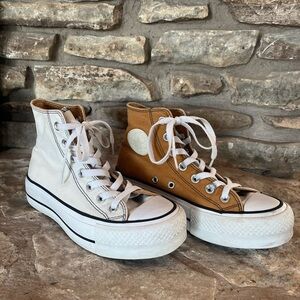 High-Top Platform Converse - White and Tan